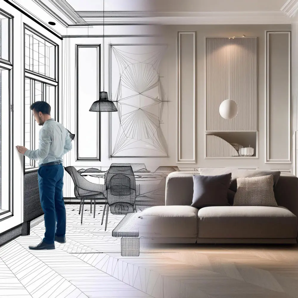 Custom-made modular furniture and wall design